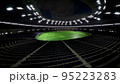 An empty football stadium, viewed from the top. Virtual 3D scene  95223283