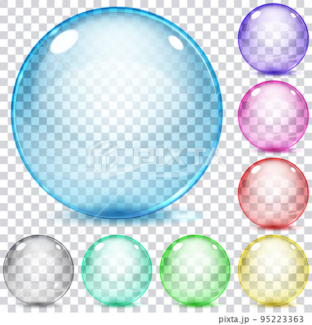 Set of multicolored transparent glass spheres 95223363