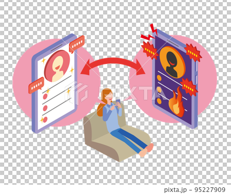 A woman who uses two SNS accounts separately A woman who uses two SNS accounts separately 95227909