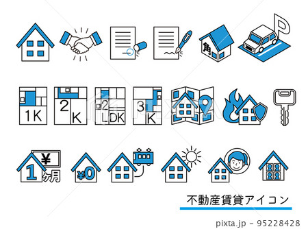 不動産賃貸のアイコンイラストセット 95228428