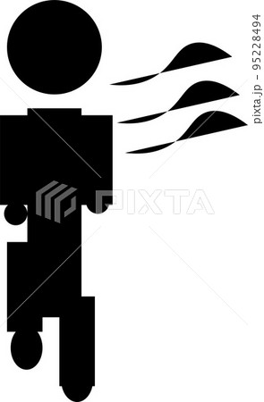 ランニングをする人のシンプルなモノクロピクトグラムアイコンのイラスト素材