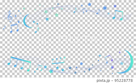 星と月を散りばめた夜空をイメージした楽譜のフレームイラスト 五線譜 背景イラスト 音符、休符 星と月を散りばめた夜空をイメージした楽譜のフレームイラスト 五線譜 背景イラスト 音符、休符 95228778