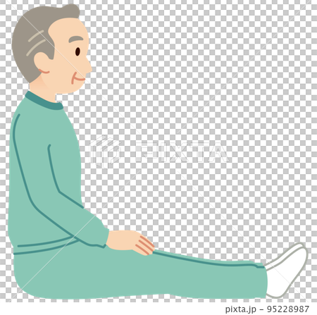 足を伸ばして座る高齢者　介護　長座位 95228987
