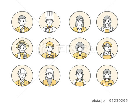 様々な職業で働く人々のアイコンセット 95230296