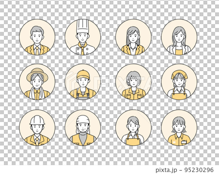 様々な職業で働く人々のアイコンセット 95230296