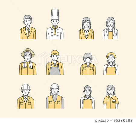 様々な職業で働く人々のイラストセット 95230298