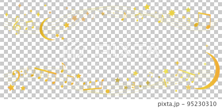 Musical score frame illustration inspired by the night sky studded with stars and moon Gold staff notation background illustration 95230310