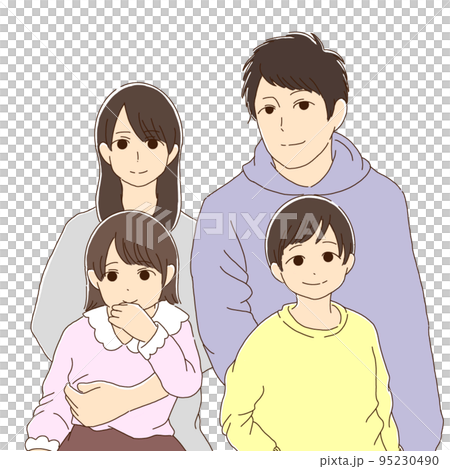 Smiling family photo style illustration Smiling family photo style illustration 95230490