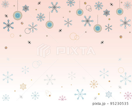 オーナメントと雪の結晶のクリスマス背景素材・ピンク背景 オーナメントと雪の結晶のクリスマス背景素材・ピンク背景 95230535