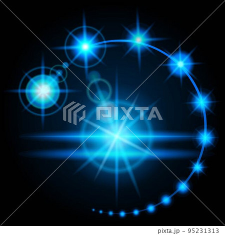 Realistic effect flare glow, the brightness of the artificial light source. The electrical discharge energy. Vector illustration Realistic effect flare glow, the brightness of the artificial light source. The electrical discharge energy. Vector illustration 95231313