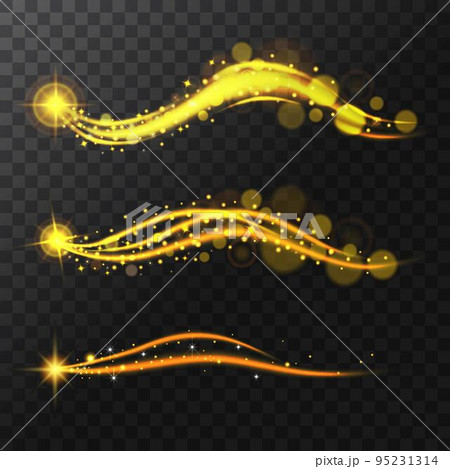Realistic shining stars, glitter and glow of the . Flying trail  sparkling  Magic . Vector illustration 95231314