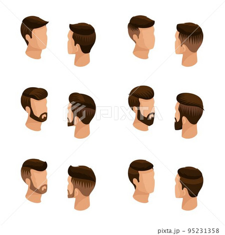 Isometric set of avatars, men's hairstyles,... - Stock Illustration  [95231358] - PIXTA