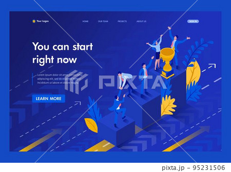 Isometric Start to grow and succeed right now, Business concept. Template Landing page Isometric Start to grow and succeed right now, Business concept. Template Landing page 95231506