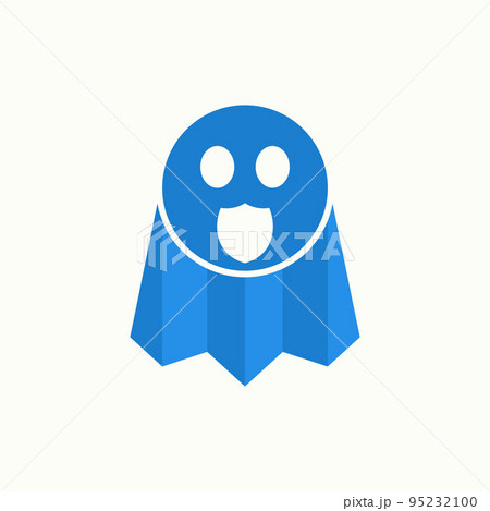 Simple and unique funny ghost with guard or shield sign image graphic icon logo design abstract concept vector stock. Can be used as symbol related to computer or hacker 95232100