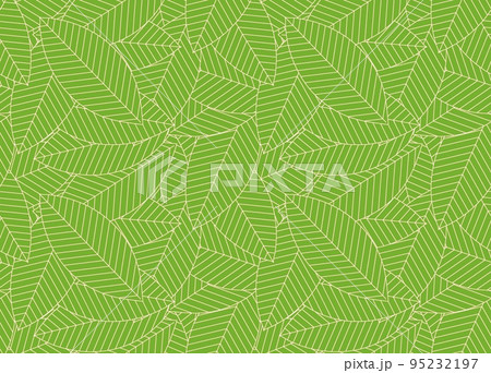 敷き詰められた葉っぱ 新緑の背景イラスト 若葉のリピートパターン 新緑の壁紙 若葉のテキスタイルのイラスト素材
