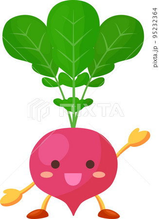 手を挙げるかわいいラディッシュのキャラクターのイラスト 手を挙げるかわいいラディッシュのキャラクターのイラスト 95232364