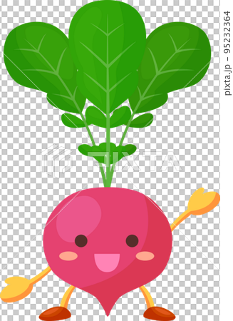 手を挙げるかわいいラディッシュのキャラクターのイラスト 手を挙げるかわいいラディッシュのキャラクターのイラスト 95232364