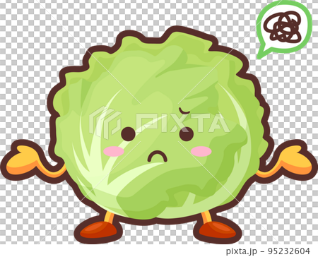 一個脾氣暴躁的可愛生菜角色的插圖 一個脾氣暴躁的可愛生菜角色的插圖 95232604