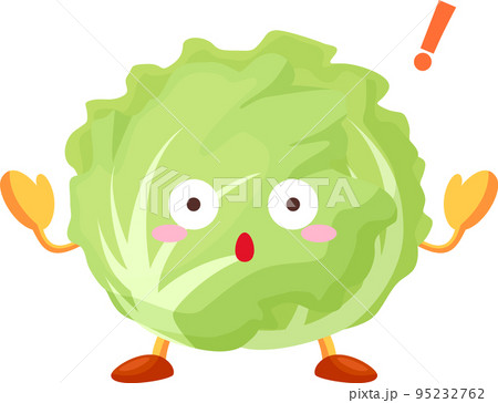 驚くかわいいレタスのキャラクターのイラスト 95232762