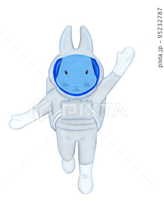 卯年年賀状素材 宇宙服を着たうさぎのイラスト素材