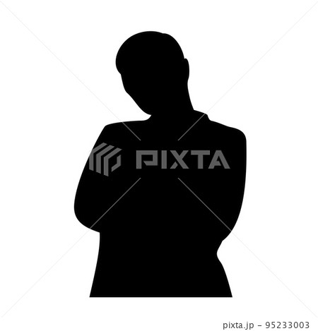 悩むサラリーマンのシルエットイラスト 95233003