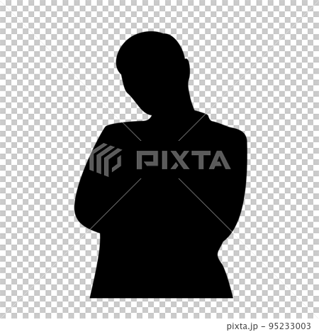 悩むサラリーマンのシルエットイラスト 95233003