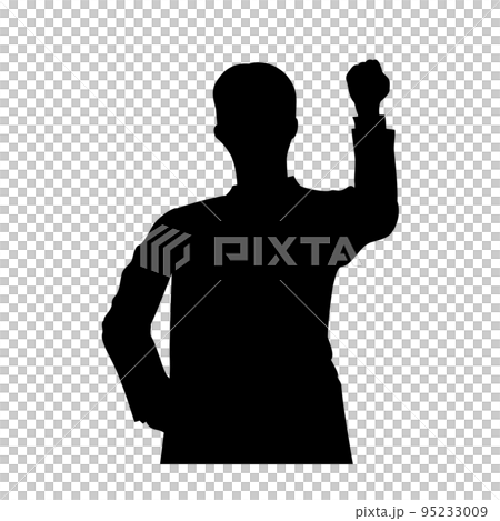Silhouette of a businessman doing a guts pose 95233009