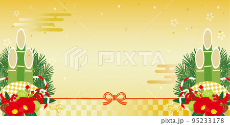 門松と水引き　お正月　背景イラスト 95233178