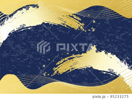 金色の和風背景　和柄　墨　手書き　フレーム　コピースペース　イラスト素材 95233275