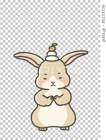 一隻兔子攜帶新年麻糬的插圖 95233330