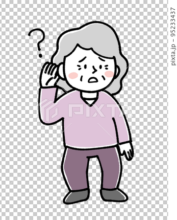 難聴で耳が聞こえづらい高齢の女性 95233437