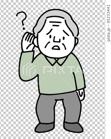 難聴で耳が聞こえづらい高齢の男性 95233441