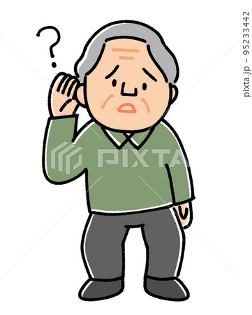 難聴で耳が聞こえづらい高齢の男性 95233442