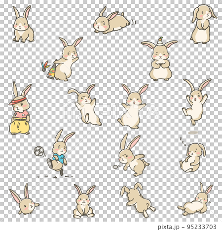 Rabbit cute icon set - Stock Illustration [95233703] - PIXTA