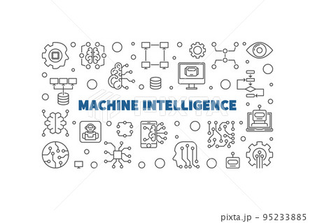 Machine Intelligence vector outline horizontal banner Machine Intelligence vector outline horizontal banner 95233885