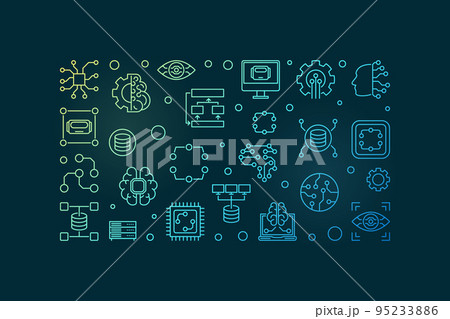Vector Machine Learning colored horizontal banner Vector Machine Learning colored horizontal banner 95233886