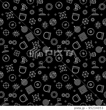 VR or Virtual Reality vector dark linear seamless pattern 95234053