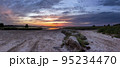 panorama of a salt lake on steppe near the Azov sea on sunset 95234470