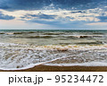 sea landscape at the stormy weather, Azov sea, Ukraine 95234472