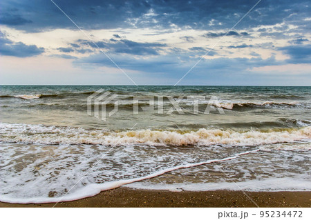sea landscape at the stormy weather, Azov sea, Ukraine 95234472