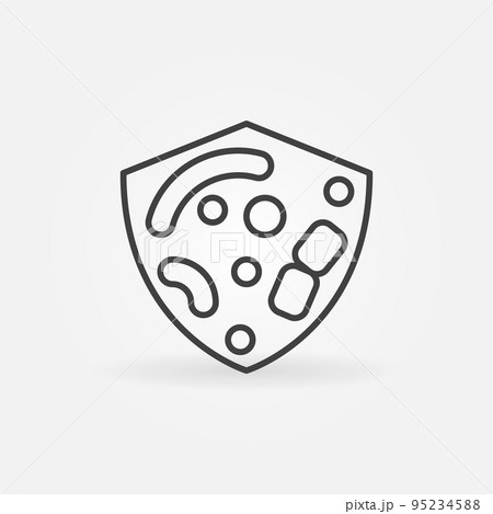 Shield with Bacteria and Germs linear vector concept icon 95234588