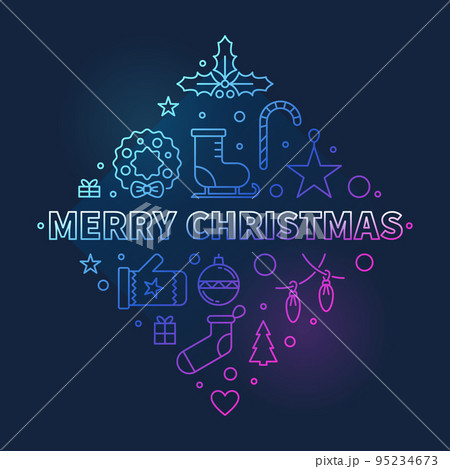 Merry Christmas vector colored linear concept illustration Merry Christmas vector colored linear concept illustration 95234673
