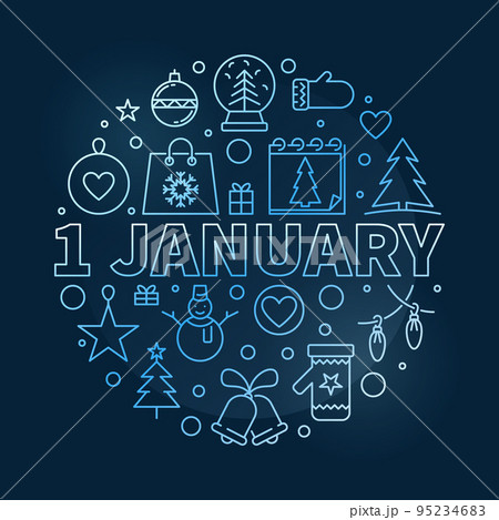 1 January vector New Year modern blue outline illustration 1 January vector New Year modern blue outline illustration 95234683