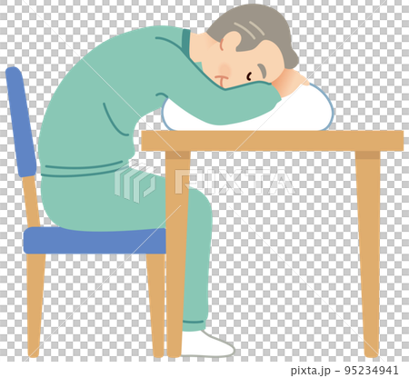 Elderly person sitting on a chair, nursing care, sitting position 95234941