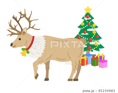 クリスマス仕様のトナカイのイラスト 95234983