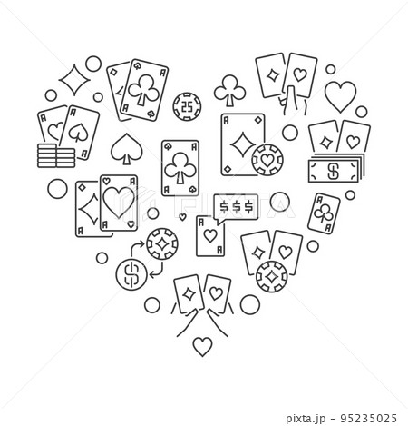 Poker vector concept Heart Shaped outline illustration Poker vector concept Heart Shaped outline illustration 95235025