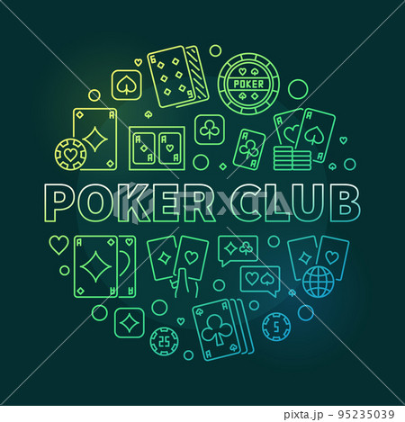 Vector Poker Club concept linear round green illustration Vector Poker Club concept linear round green illustration 95235039