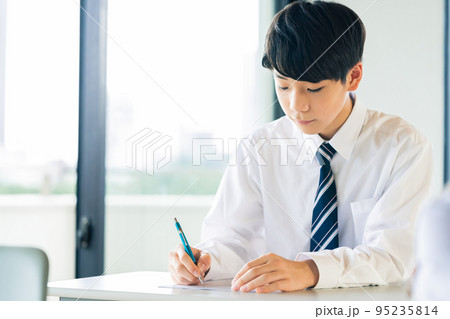 勉強する男子中学生 95235814