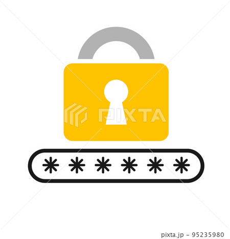 パスワードと南京錠マークイラスト 95235980