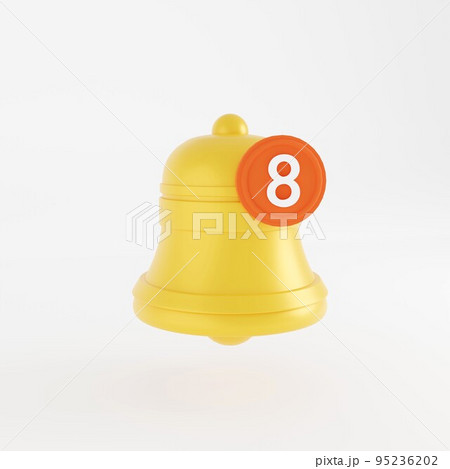 3d Bell icon for notification. Rendering image 3d Bell icon for notification. Rendering image 95236202